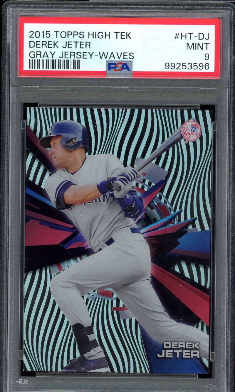 Derek Jeter Card 2015 Topps High Tek Gray Jersey Waves (pop 6) #Ht-Dj PSA 9 Image 1