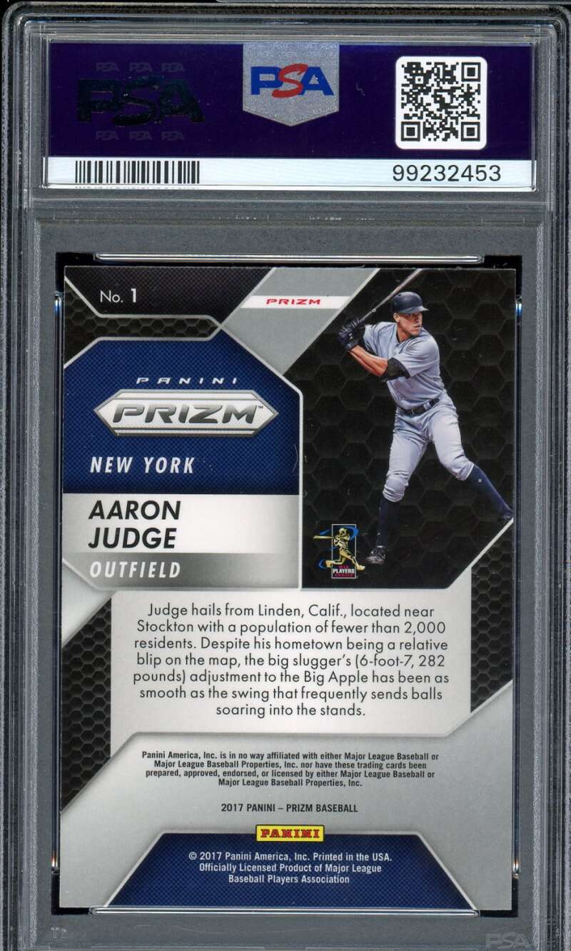 Aaron Judge Rookie Card 2017 Panini Chronicles Prizm #1 PSA 9 Image 2
