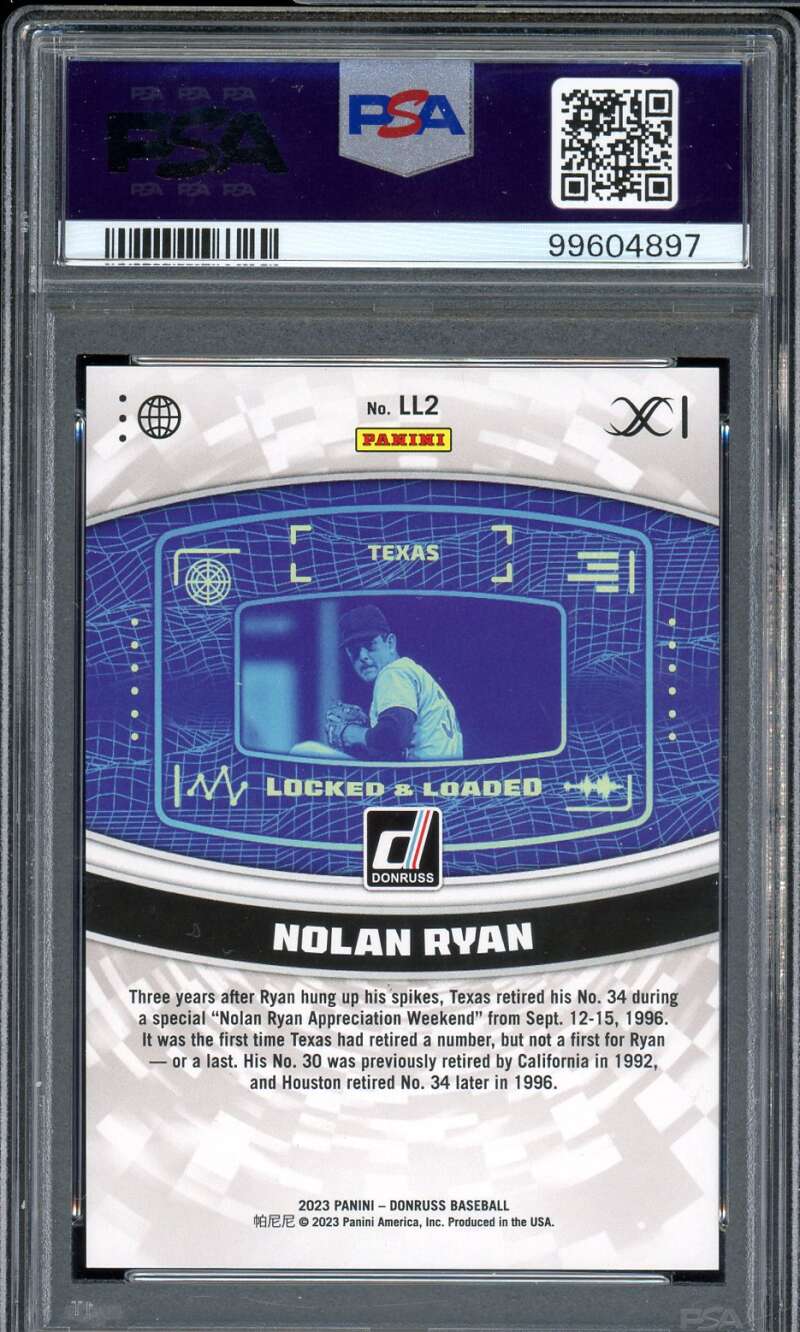 Nolan Ryan Card 2023 Donruss Lock Load Blue (pop 1) #LL2 PSA 9 Image 2