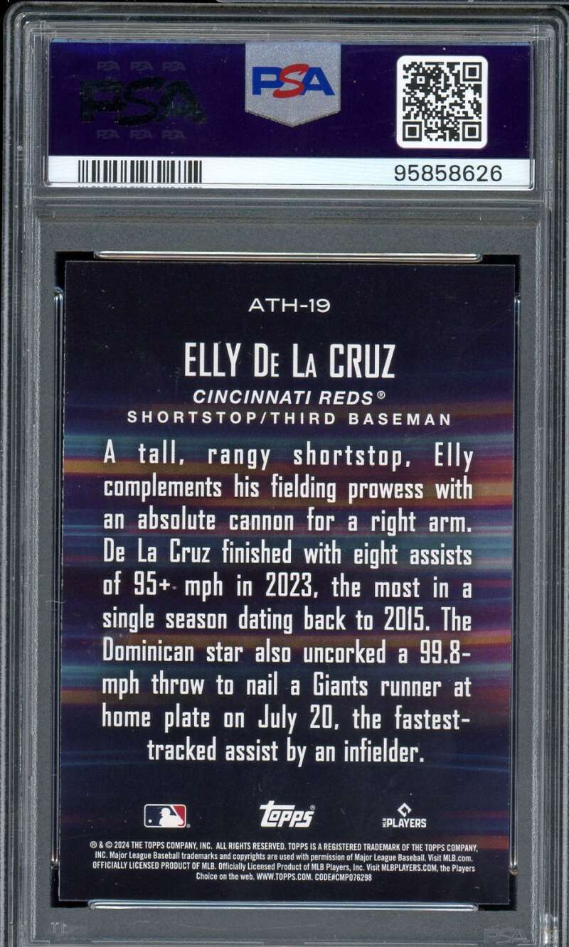 Elly De La Cruz Rrookie Card 2024 Topps Around The Horn #ATH19 PSA 9 Image 2