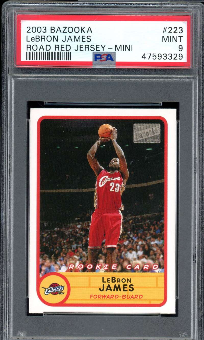 LeBron James Rookie Card 2003-04 Bazooka Mini Road Red Jersey #223 PSA 9 Image 1