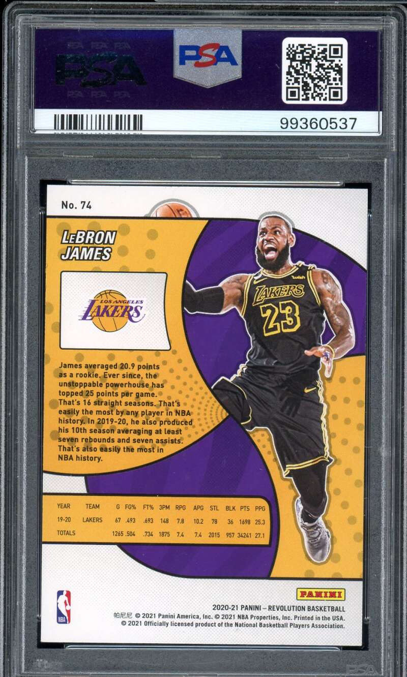 LeBron James Card 2020-21 Panini Revolution #74 PSA 10 Image 2