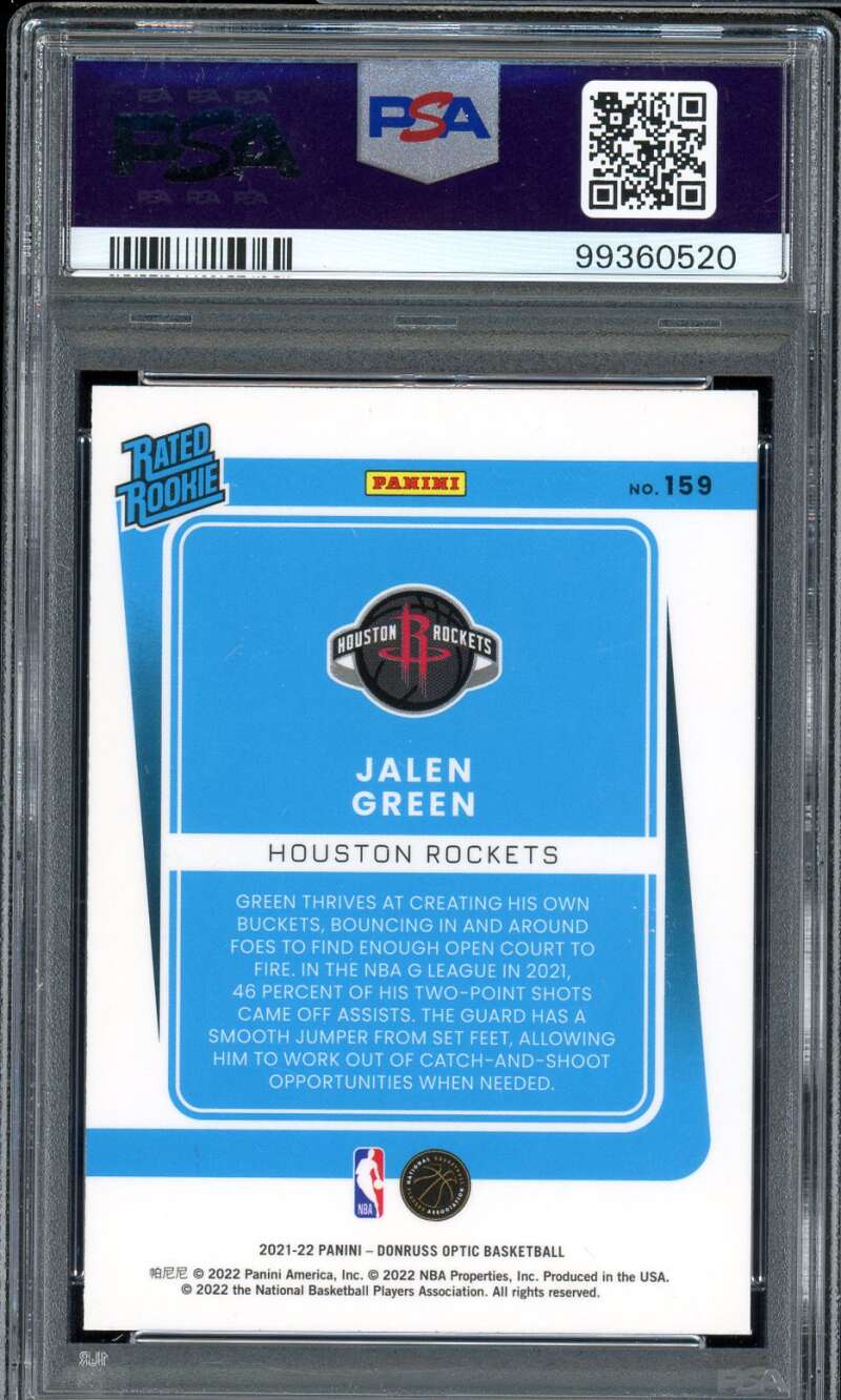 Jalen Green Rookie Card 2021-22 Donruss Optic #159 PSA 9 Image 2