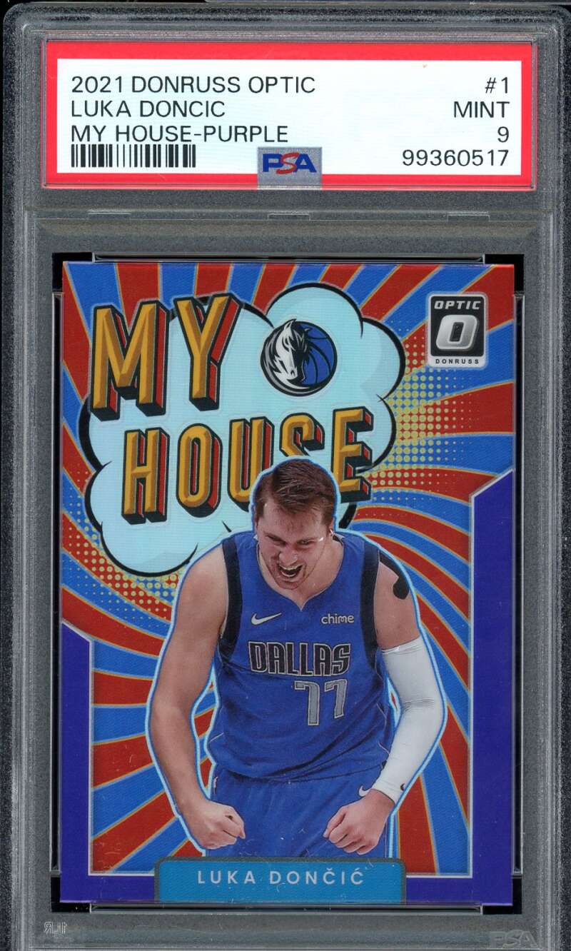 Luka Doncic Card 2021-22 Donruss Optic My House Purple #1 PSA 9 Image 1