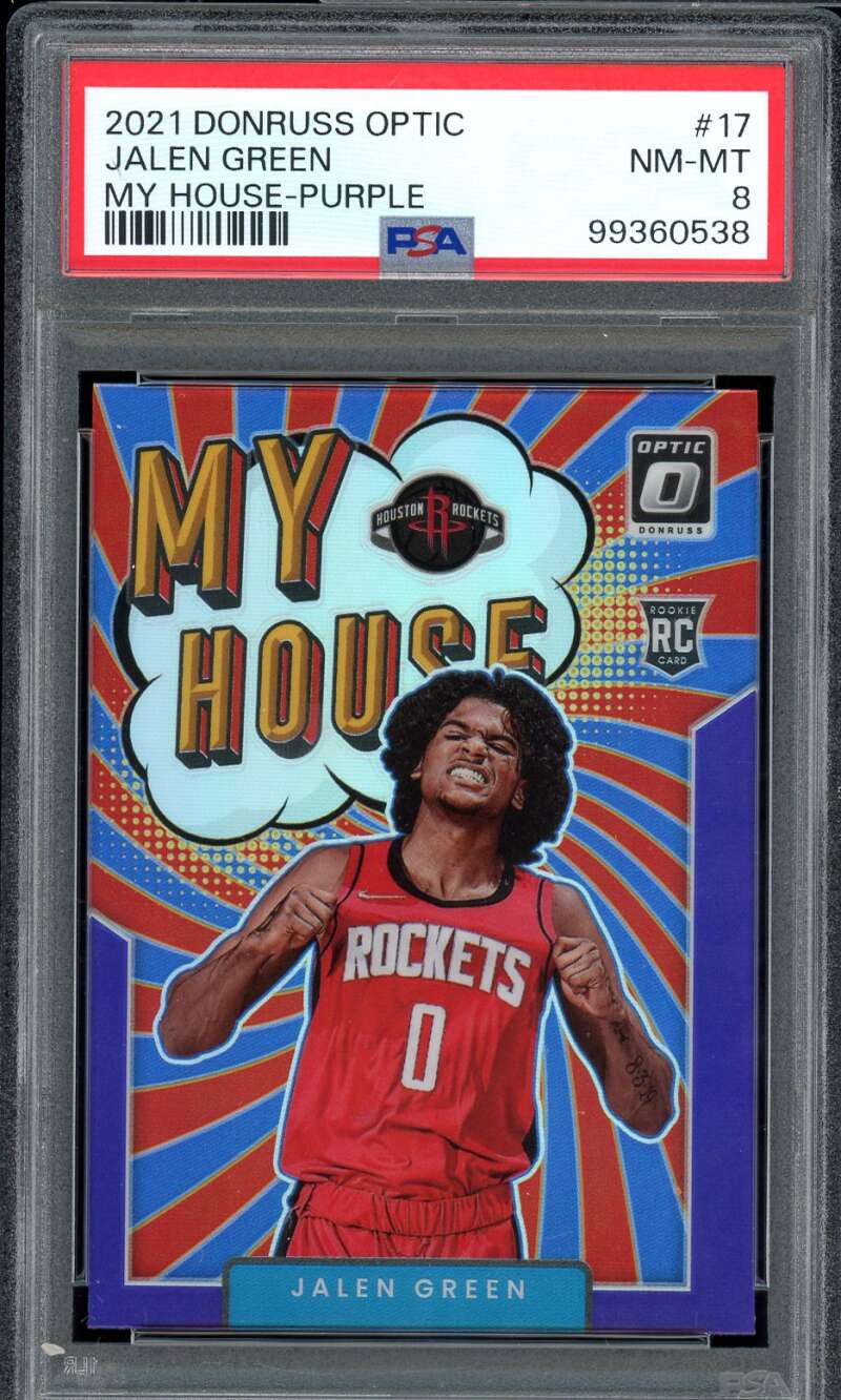 Jalen Green Rookie Rookie Card 2021-22 Donruss Optic My House Purple #17 PSA 8 Image 1