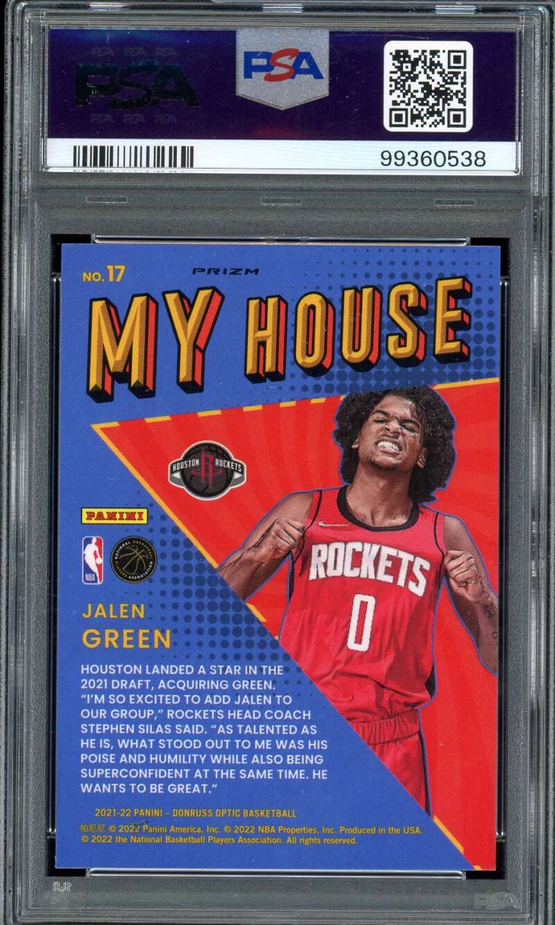 Jalen Green Rookie Rookie Card 2021-22 Donruss Optic My House Purple #17 PSA 8 Image 2