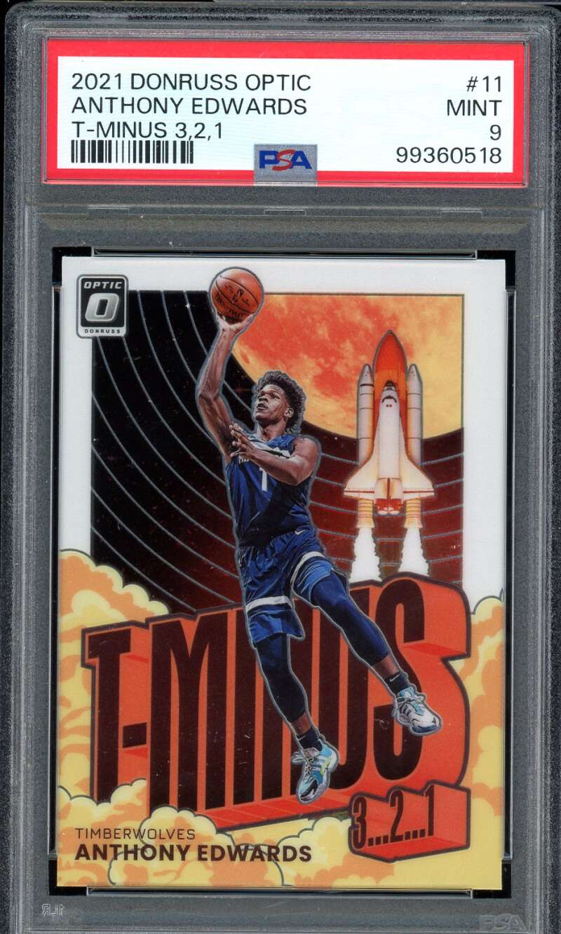 Anthony Edwards Card 2021-22 Donruss Optic T-Minus 3,2,1 #11 PSA 9 Image 1