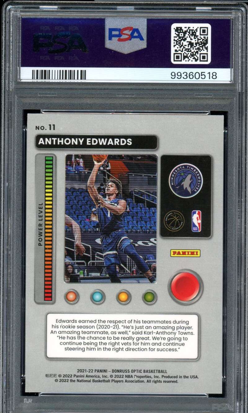 Anthony Edwards Card 2021-22 Donruss Optic T-Minus 3,2,1 #11 PSA 9 Image 2