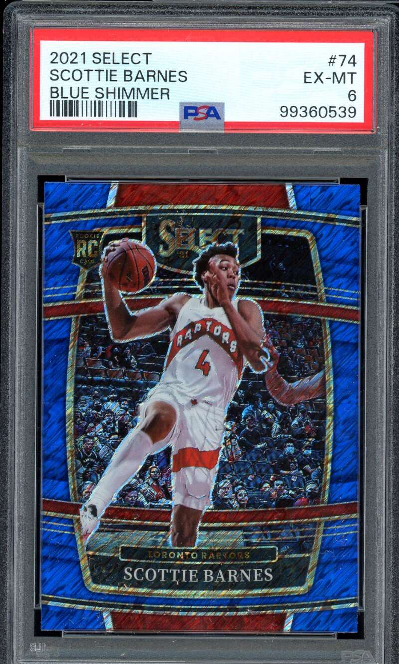 Scottie Barnes Rookie Card 2021-22 Select Blue Shimmer #74 PSA 6 Image 1