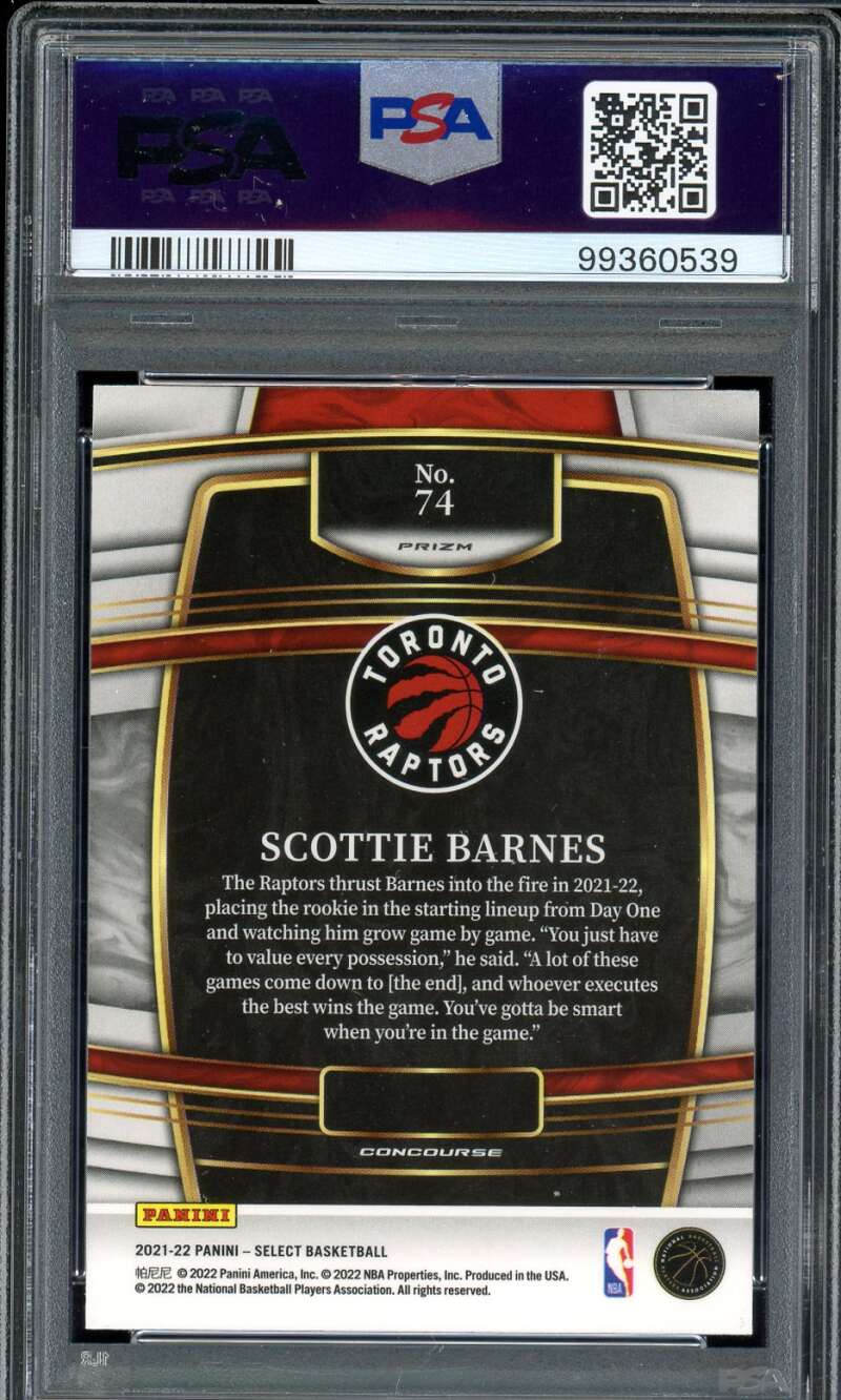 Scottie Barnes Rookie Card 2021-22 Select Blue Shimmer #74 PSA 6 Image 2