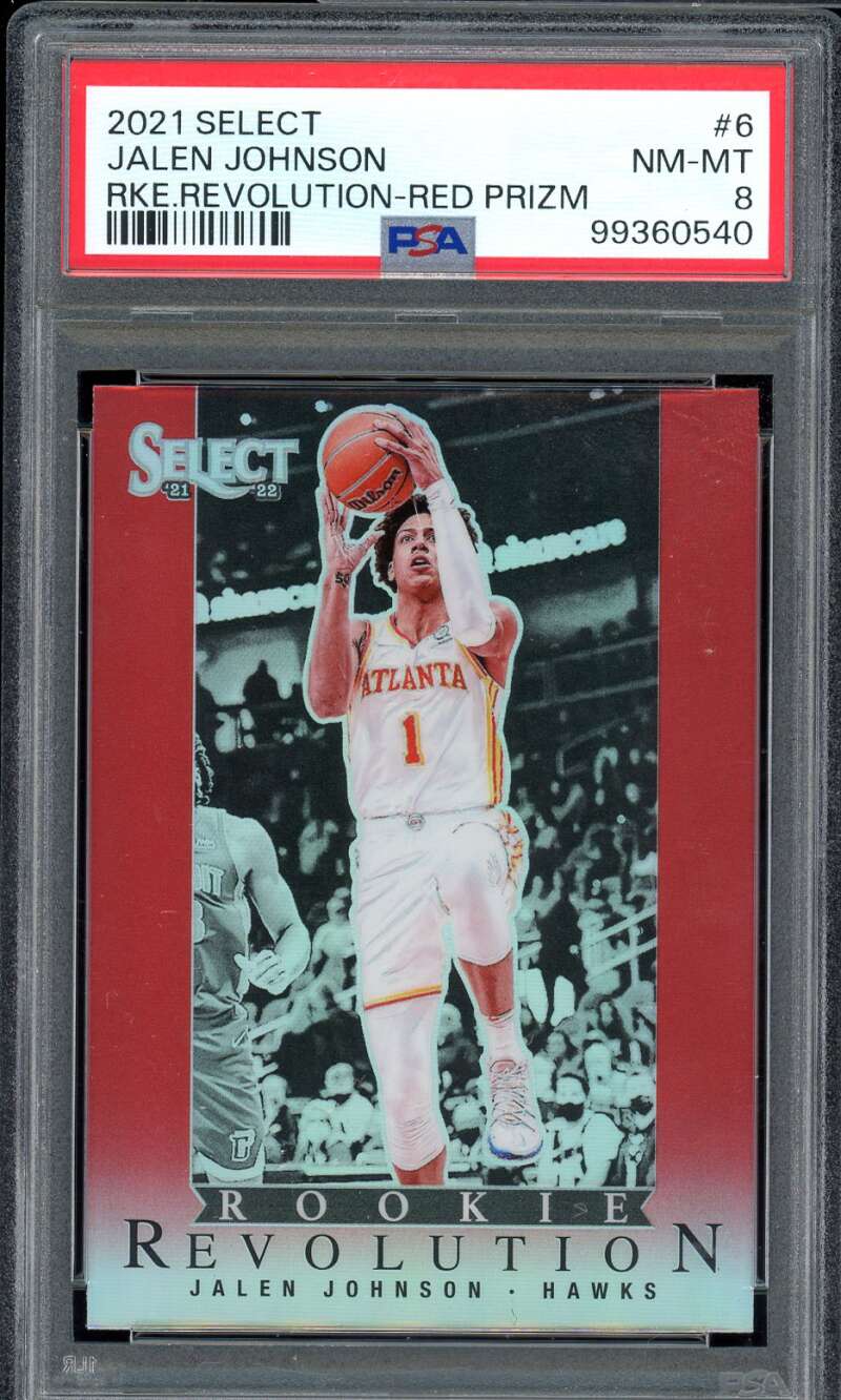 Jalen Johnson Rookie Card 2021-22 Select Rookie Revolution Red Prizm #6 PSA 8 Image 1