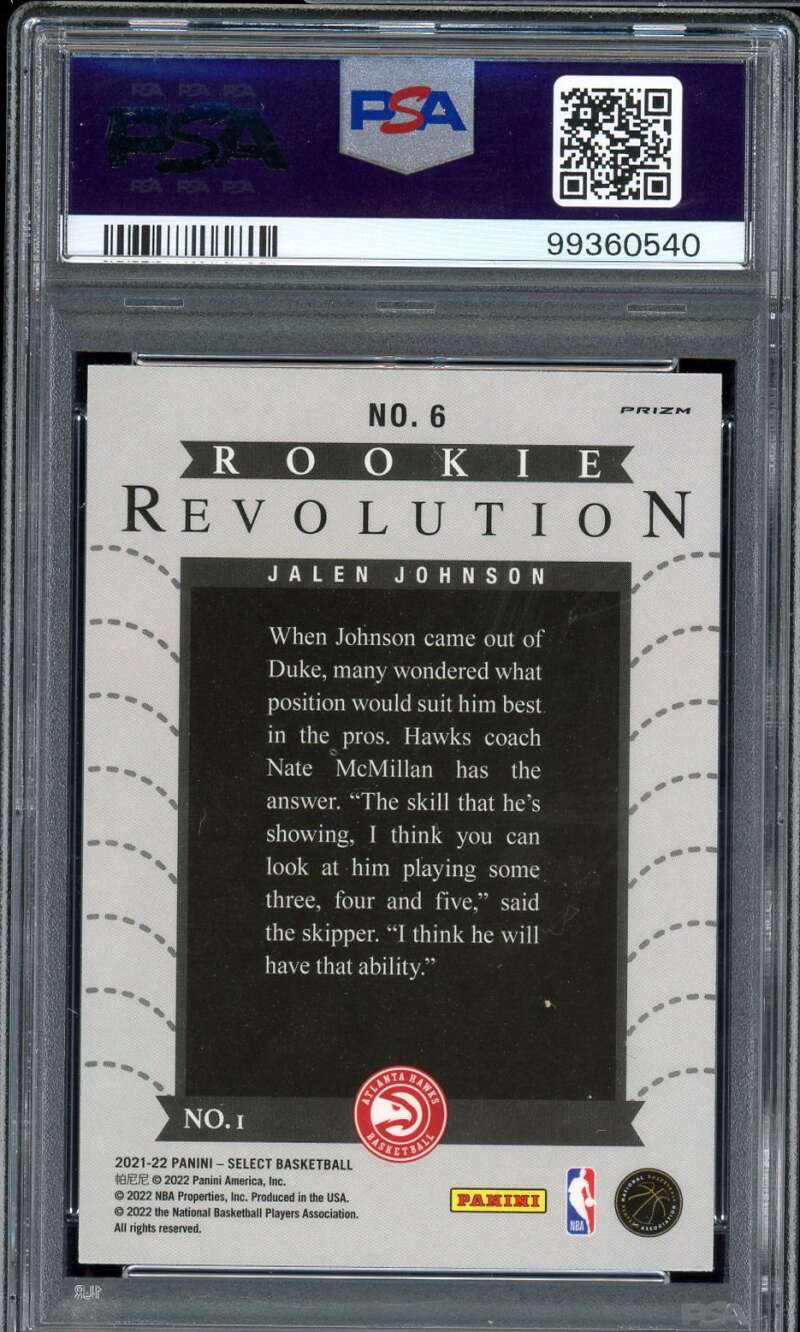 Jalen Johnson Rookie Card 2021-22 Select Rookie Revolution Red Prizm #6 PSA 8 Image 2