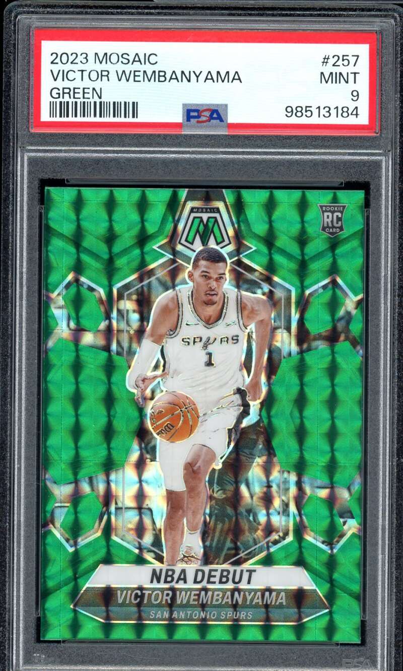 Victor Wembanyama Rookie Card 2023-24 Mosaic Green #257 PSA 9 Image 1