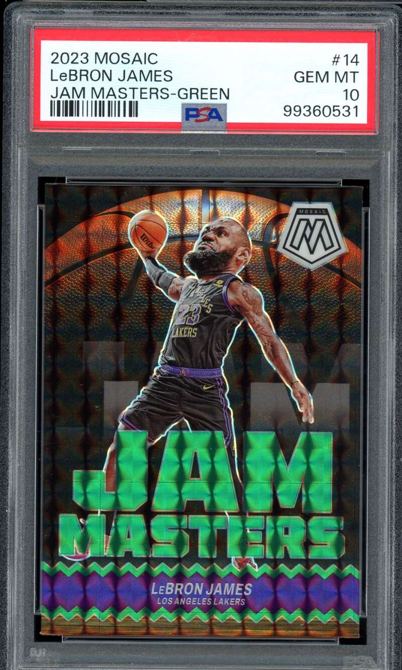 LeBron James Card 2023-24 Mosaic Jam Masters Green #14 PSA 10 Image 1