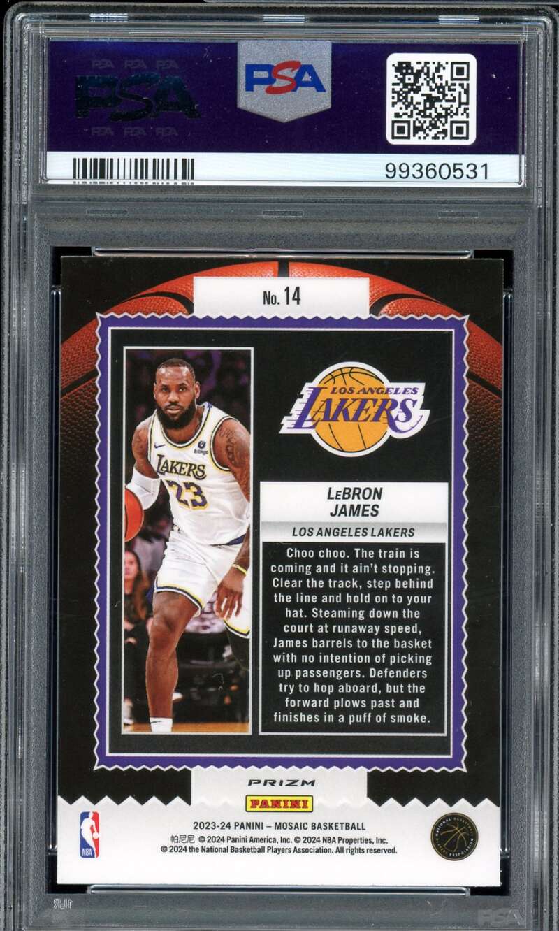 LeBron James Card 2023-24 Mosaic Jam Masters Green #14 PSA 10 Image 2