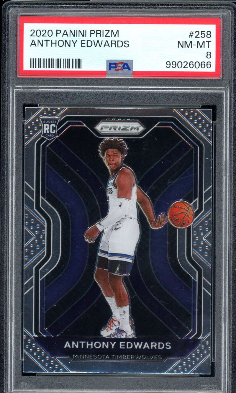 Anthony Edwards Rookie Card 2020-21 Panini Prizm #258 PSA 8 Image 1