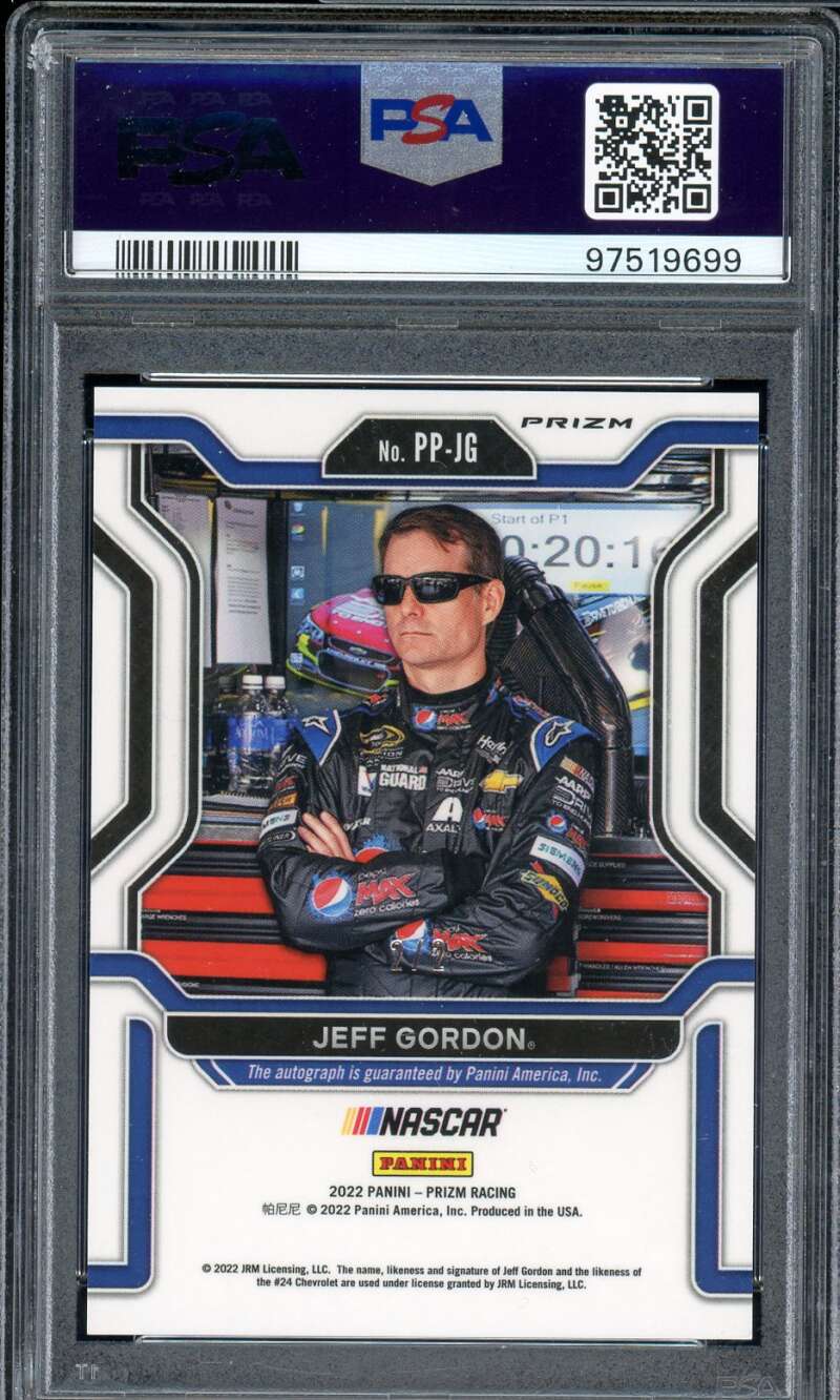 Jeff Gordon Card 2022 Prizm Nascar Checkered Flag Prizm Auto (2/2) #PPJG PSA 10 Image 2