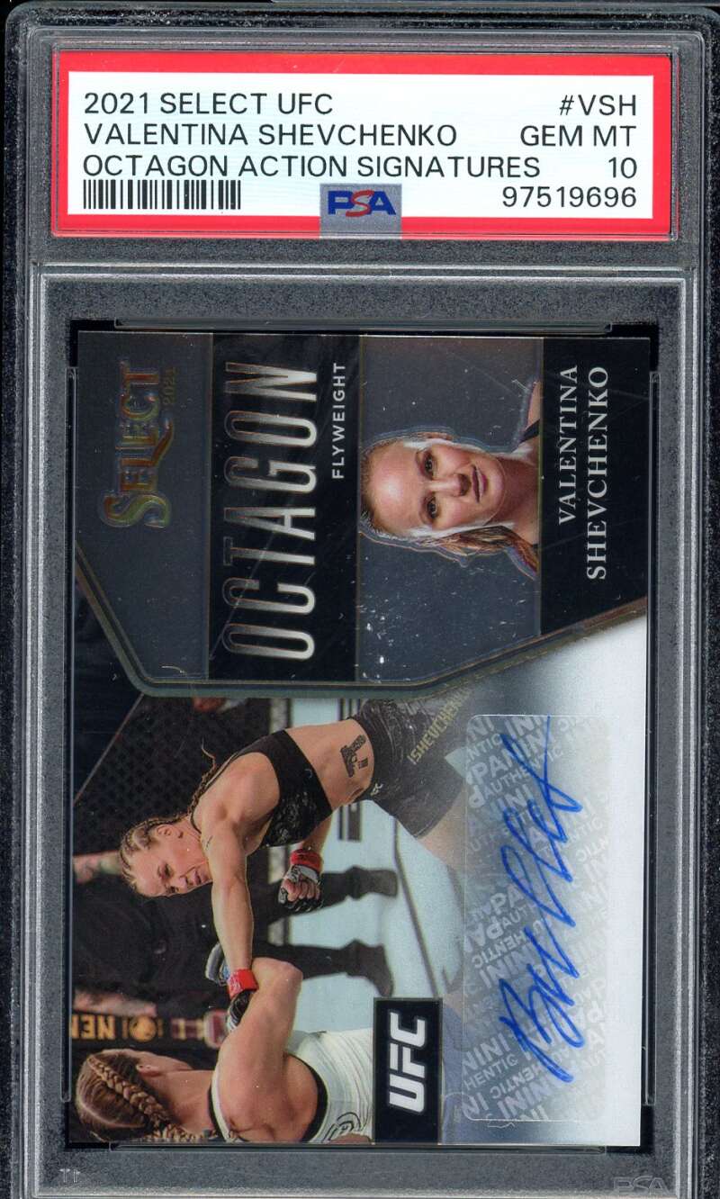 Valentina Shevchenko Card 2021 Select UFC Octagon Action Signatures #VSH PSA 10 Image 1