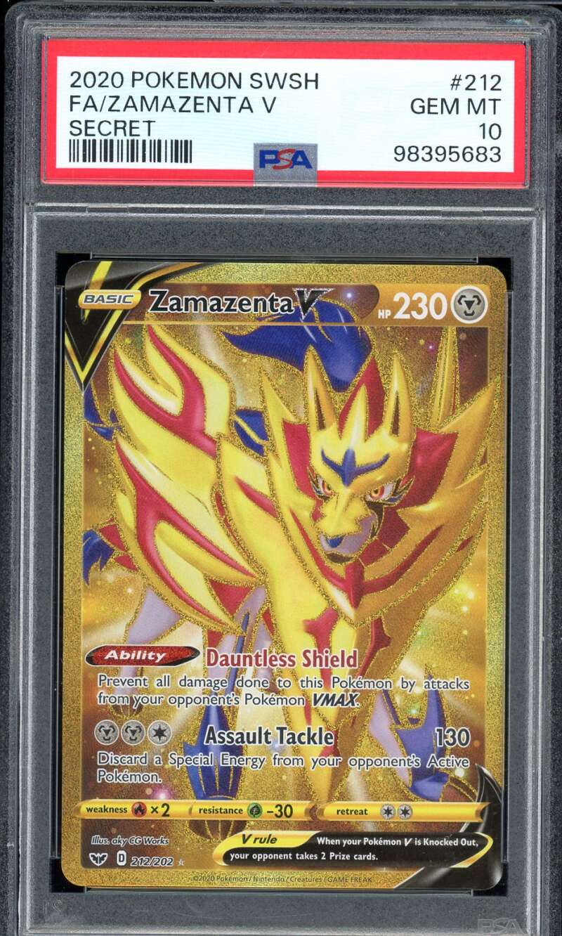 Zamazenta V Card 2020 Pokemon Swsh Secret #212 PSA 10 Image 1