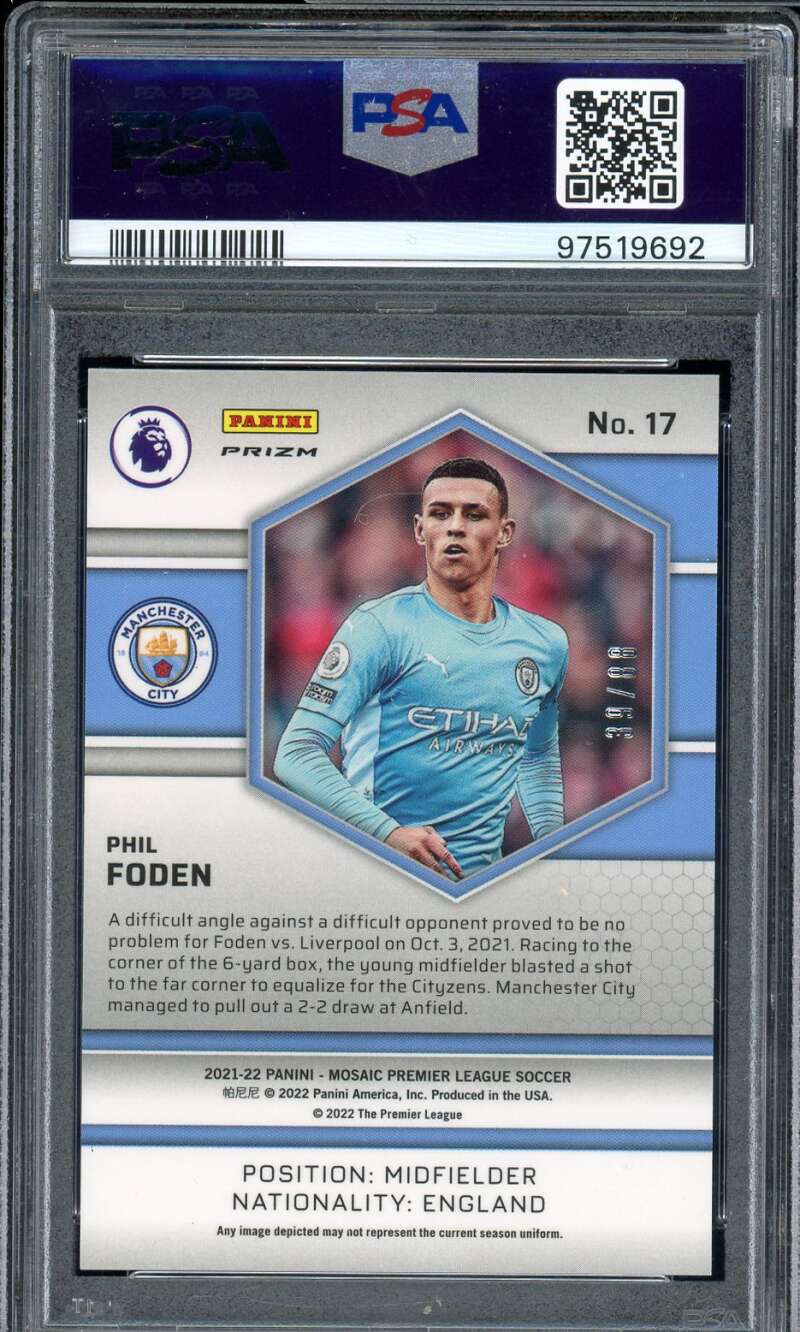 Phil Foden Card 2021-22 Mosaic P/L Red Gold Choice (pop 1) #17 PSA 7 Image 2