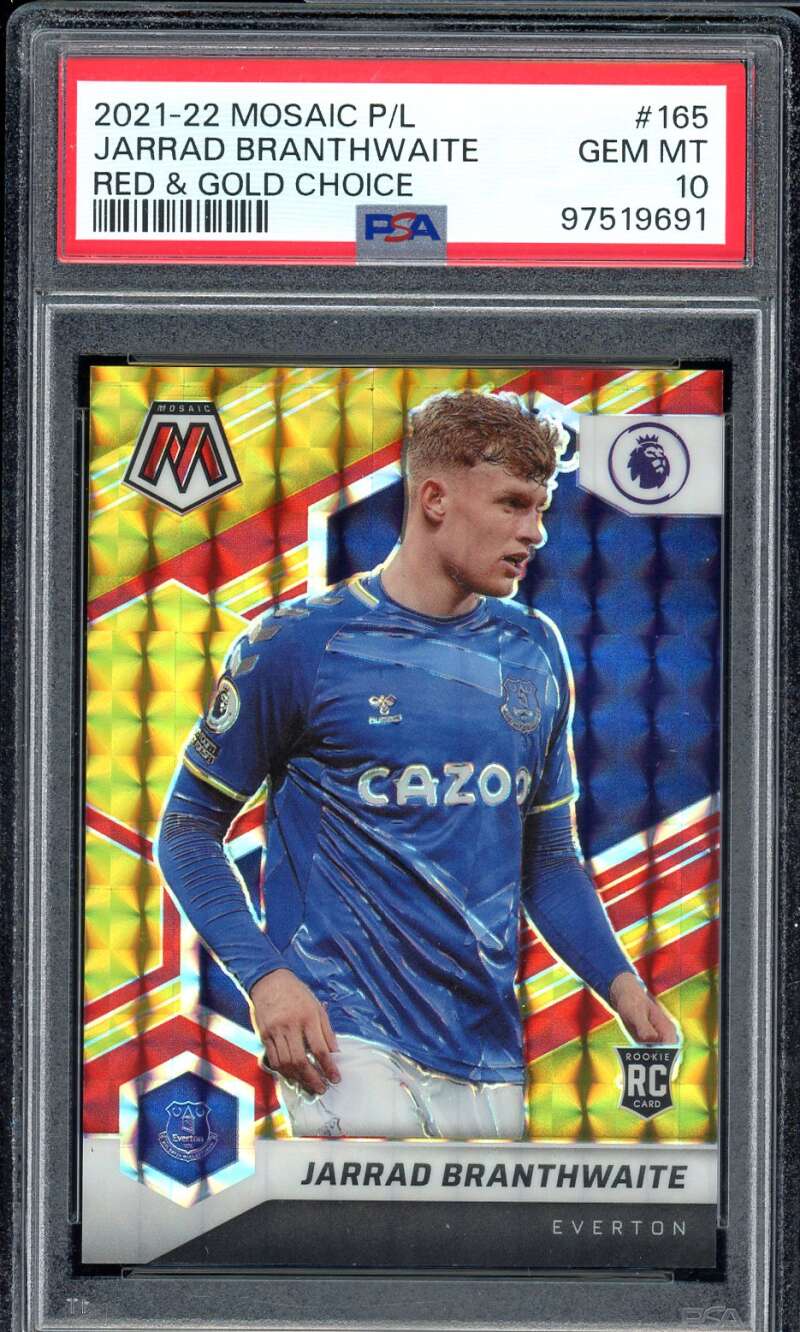 Jarrad Branthwaite Rookie 2021-22 Mosaic P/L Red Gold Choice (pop 2) #165 PSA 10 Image 1