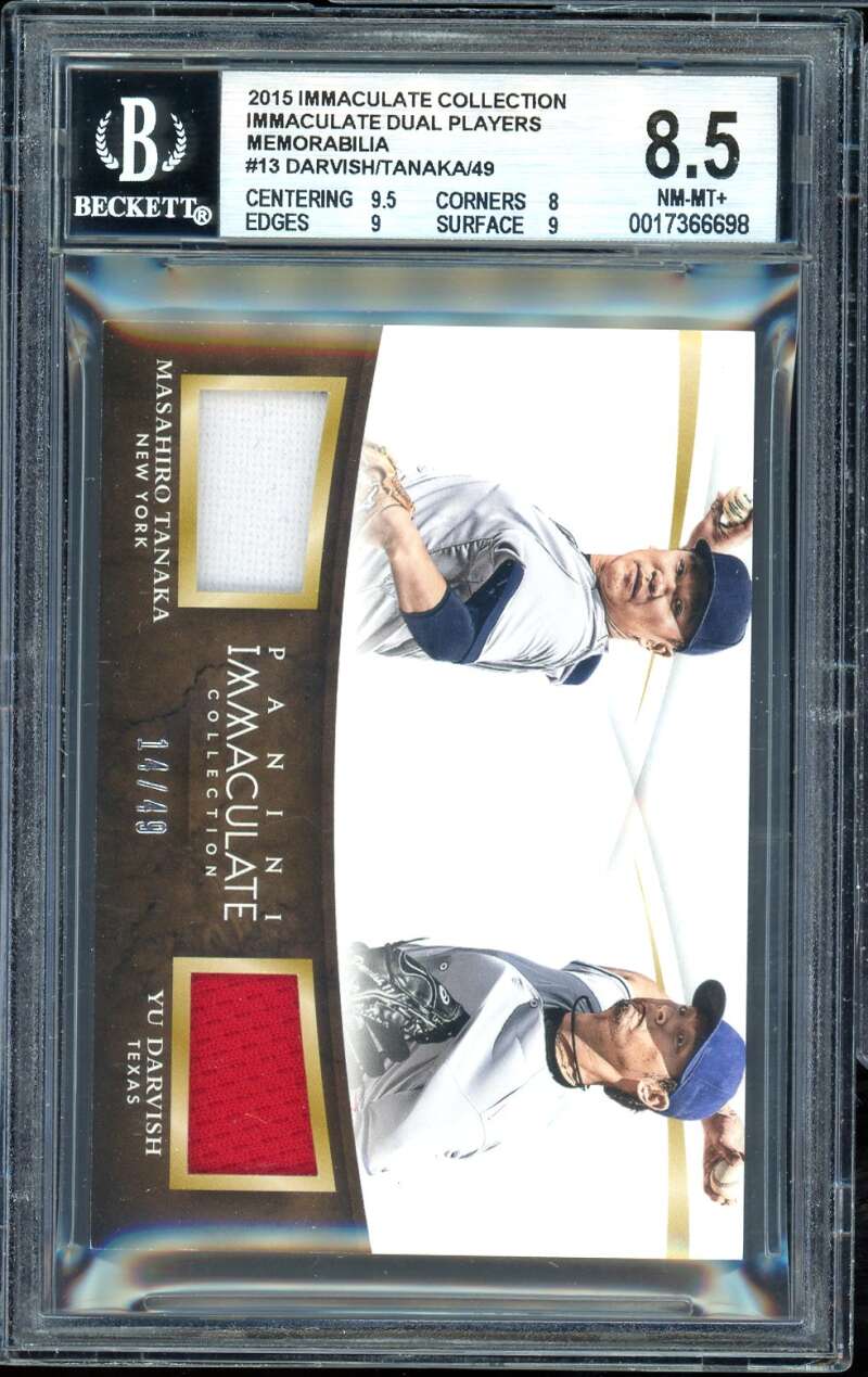 Yu Darvish/Tanaka 2015 Immaculate Collection Dual Player Memorabilia #13 BGS 8.5 Image 1