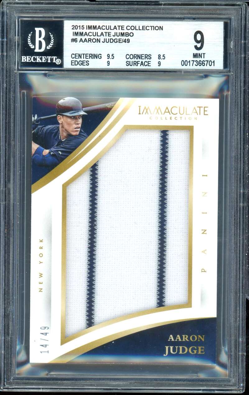 Aaron Judge Rookie 2015 Immaculate Collection Immaculate Jumbo (14/49) #6 BGS 9 Image 1