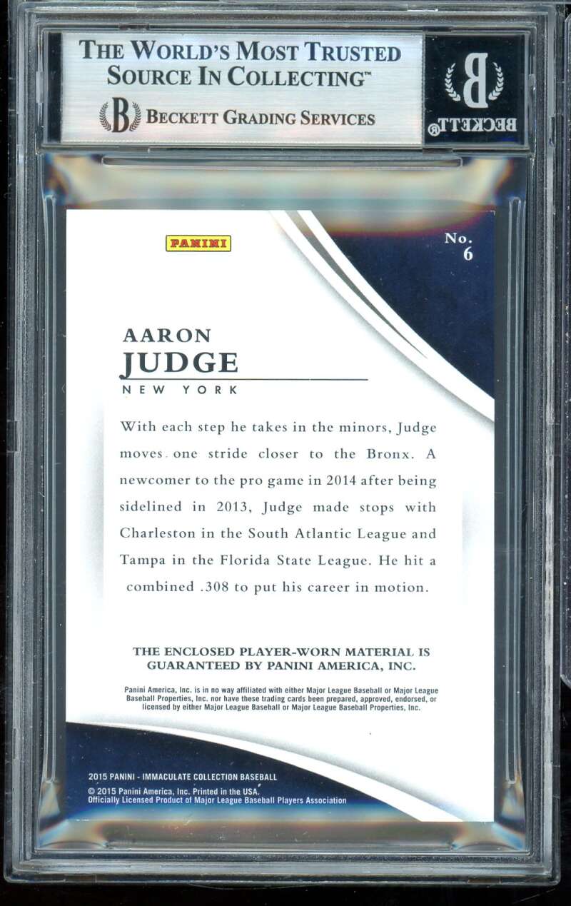 Aaron Judge Rookie 2015 Immaculate Collection Immaculate Jumbo (14/49) #6 BGS 9 Image 2