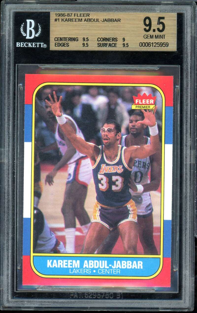 Kareem Abdul-Jabbar Card 1986-87 Fleer #1 BGS 9.5 Image 1