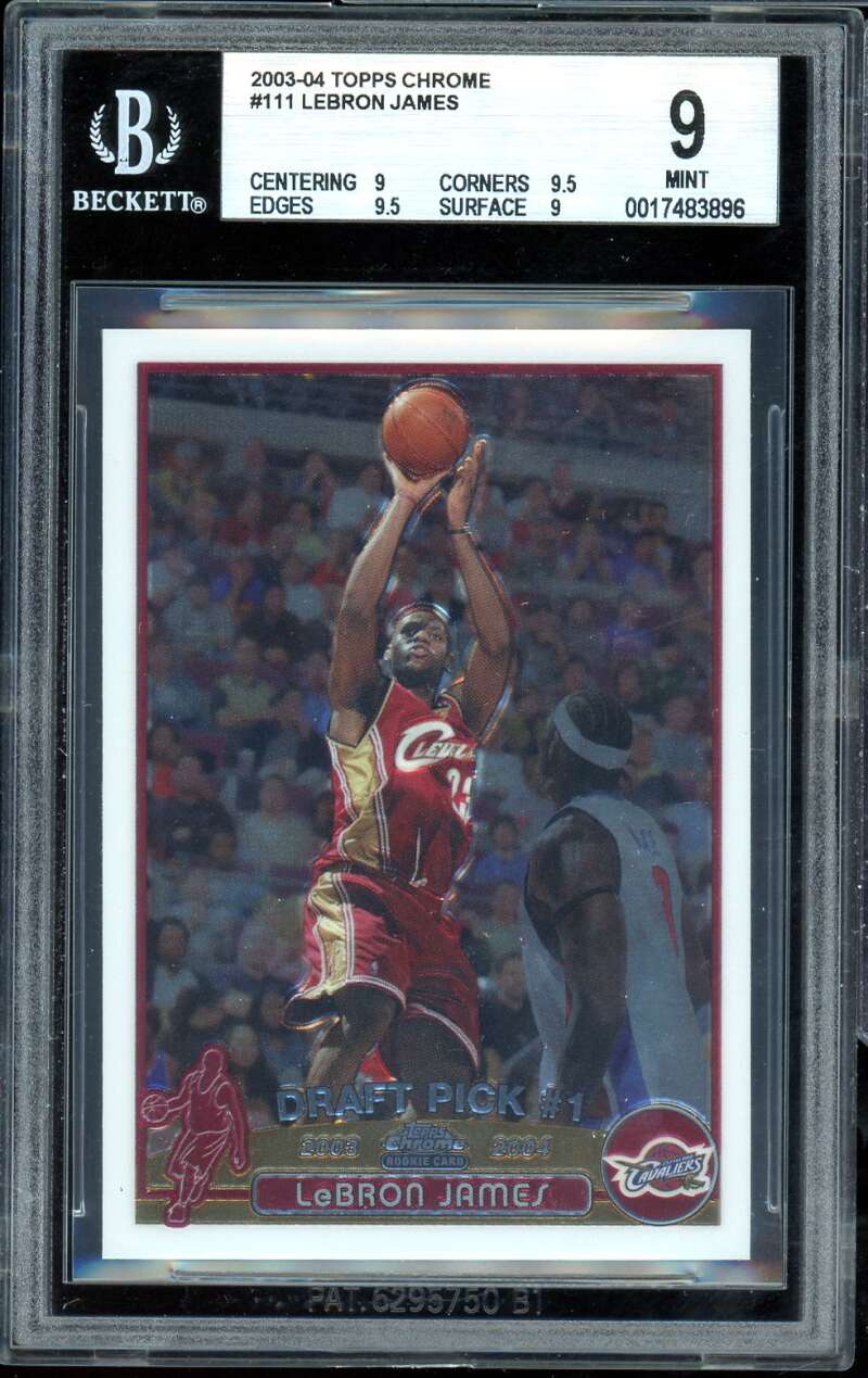 LeBron James Rookie Card 2003-04 Topps Chrome #111 BGS 9 Image 1