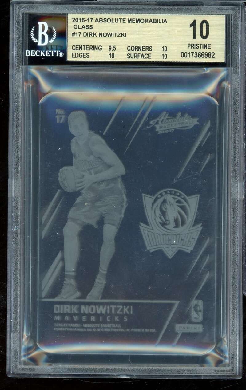 Dirk Nowitzki Card 2016-17 Absolute Memorabilia Glass #17 (PRISTINE) BGS 10 Image 1