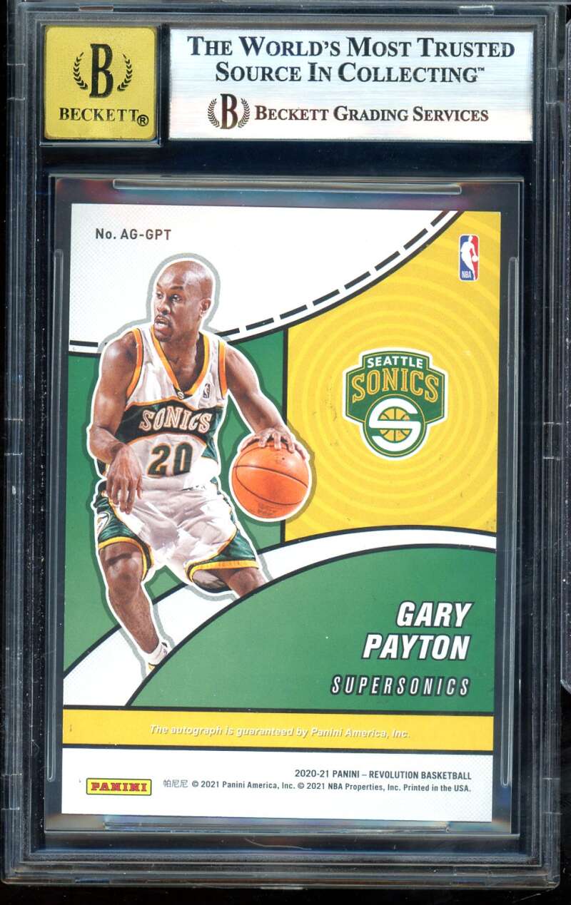 Gary Payton Card 2020-21 Panini Revolution Autographs #3 BGS 8.5 Image 2