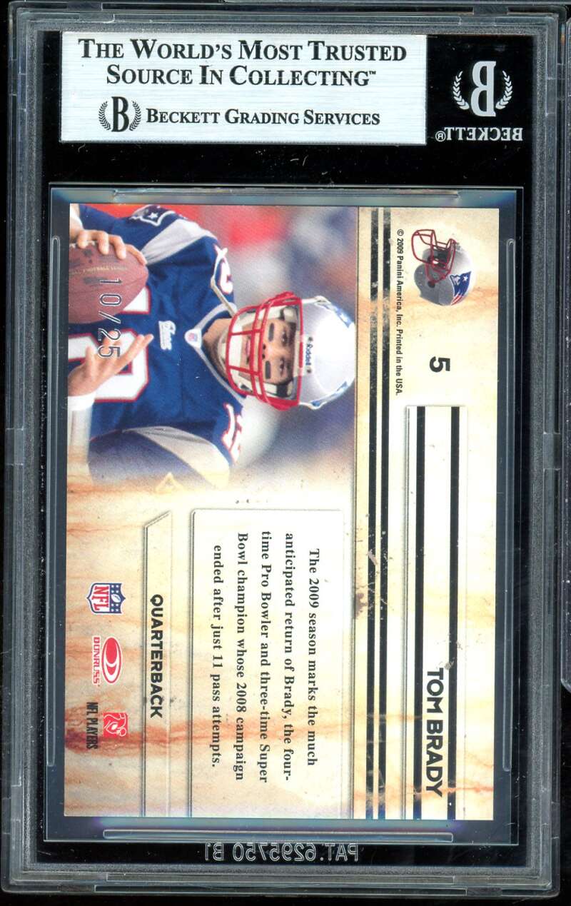 Tom Brady 2009 Absolute Memorabilia Canton Absolutes Spectrum (10/25) #5 BGS 9 Image 2
