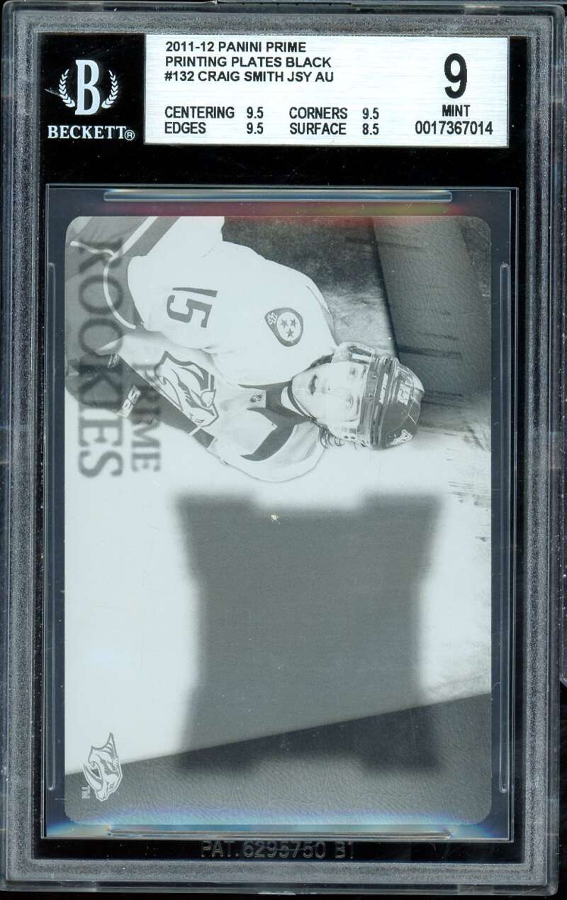 Craig Smith Rookie 2011-12 Panini Prime Printing Plats Black (1 of 1) #132 BGS 9 Image 1