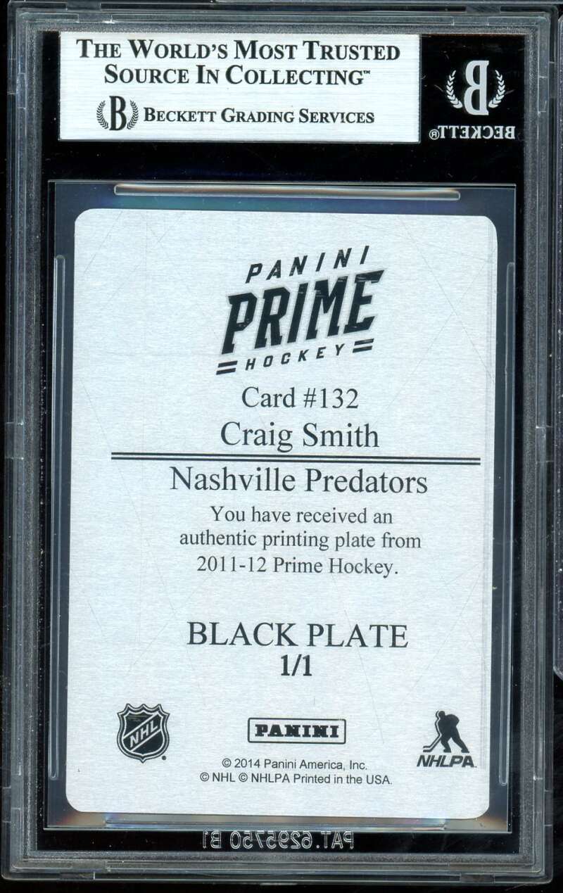 Craig Smith Rookie 2011-12 Panini Prime Printing Plats Black (1 of 1) #132 BGS 9 Image 2