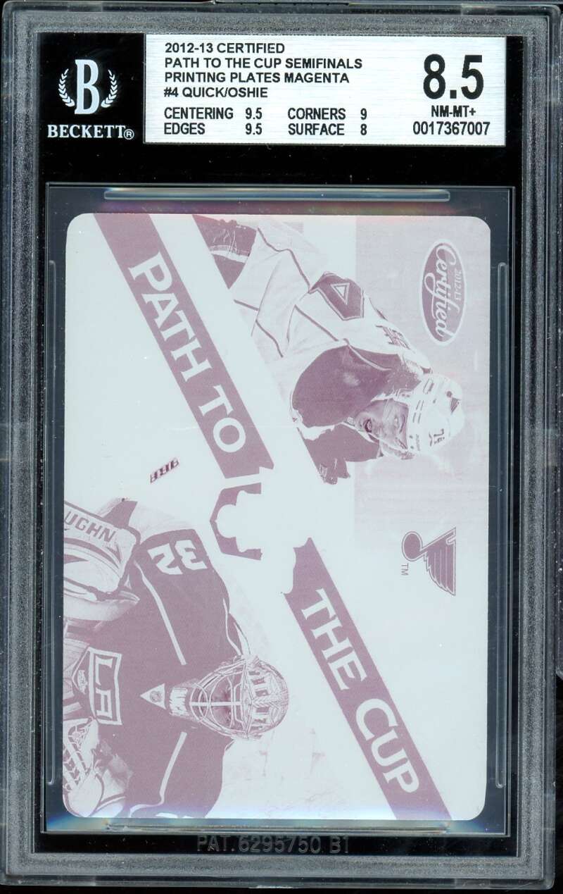 Quick/T.J. Oshie 2012-13 Certified Path Certified Print Plate (1/1) #4 BGS 8.5 Image 1