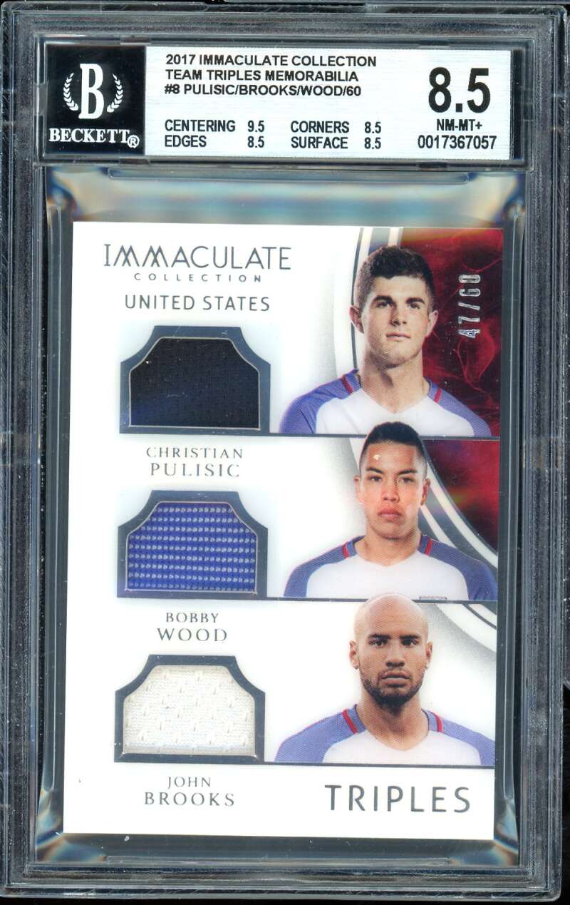Christian Pulisic 2017 Immaculate Collection Team Triples Memorabilia #8 BGS 8.5 Image 1