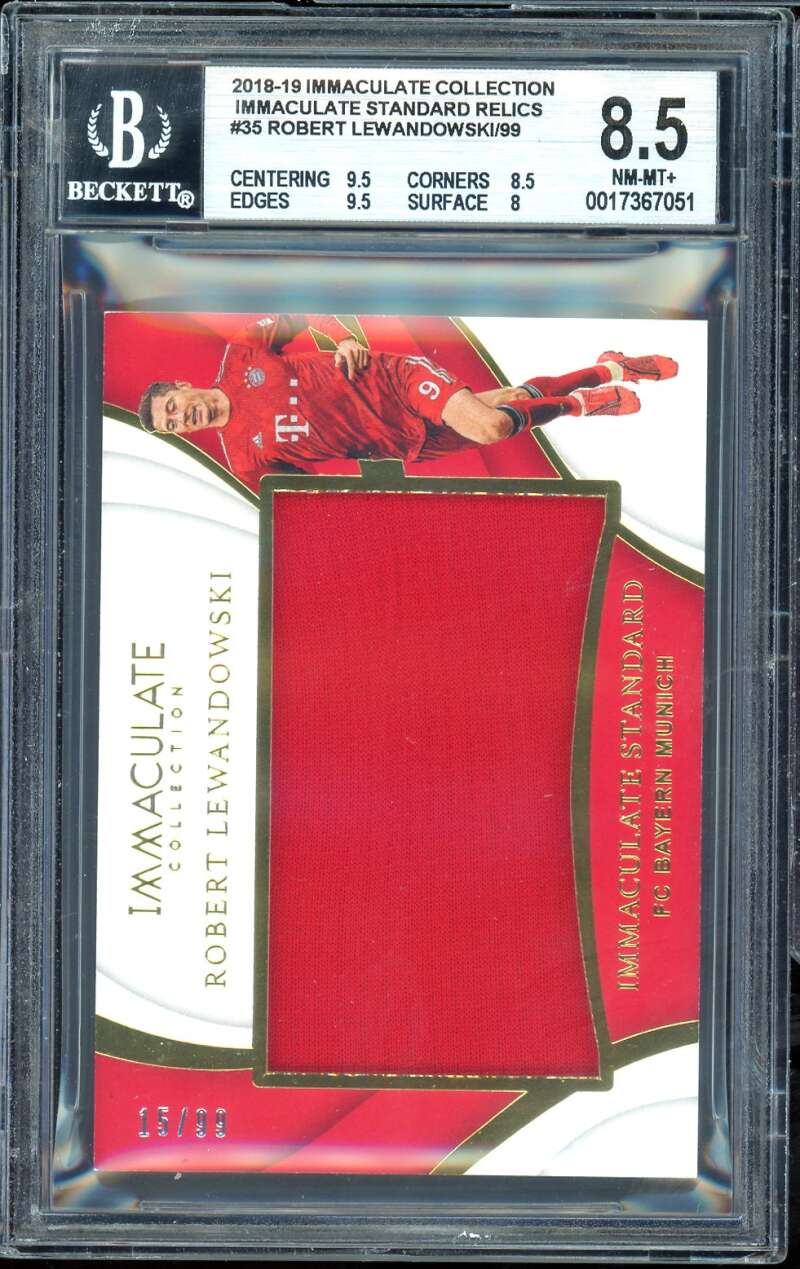 Robert Lewandowski Card 2018-19 Immaculate Collection Relics (pop 1) #35 BGS 8.5 Image 1