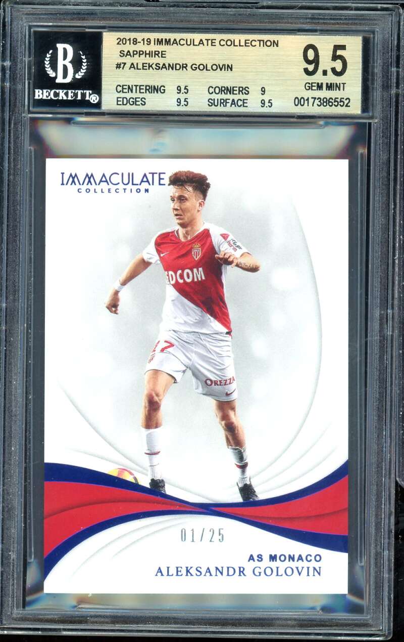 Aleksandr Golovin RC 2018-19 Immaculate Collection Sapphire (1/25) #7 BGS 9.5 Image 1