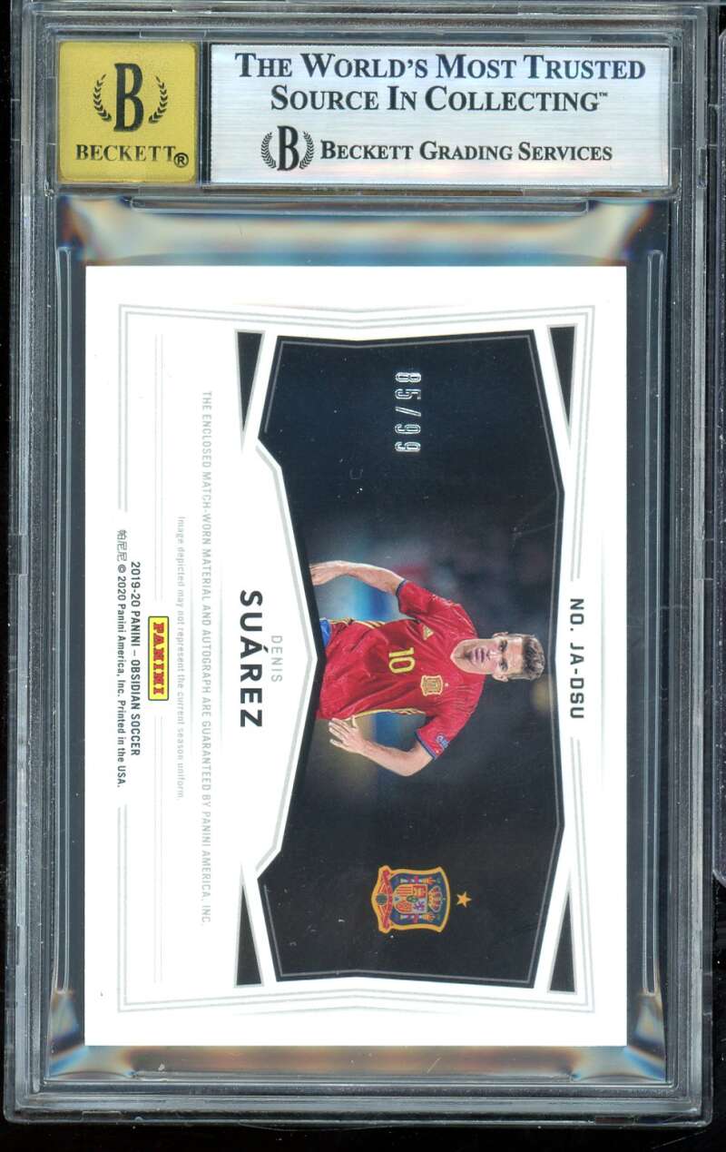 Denis Suarez Card 2019-20 Panini Obsidian Jersey Autographs (pop 2) #8 BGS 9 Image 2