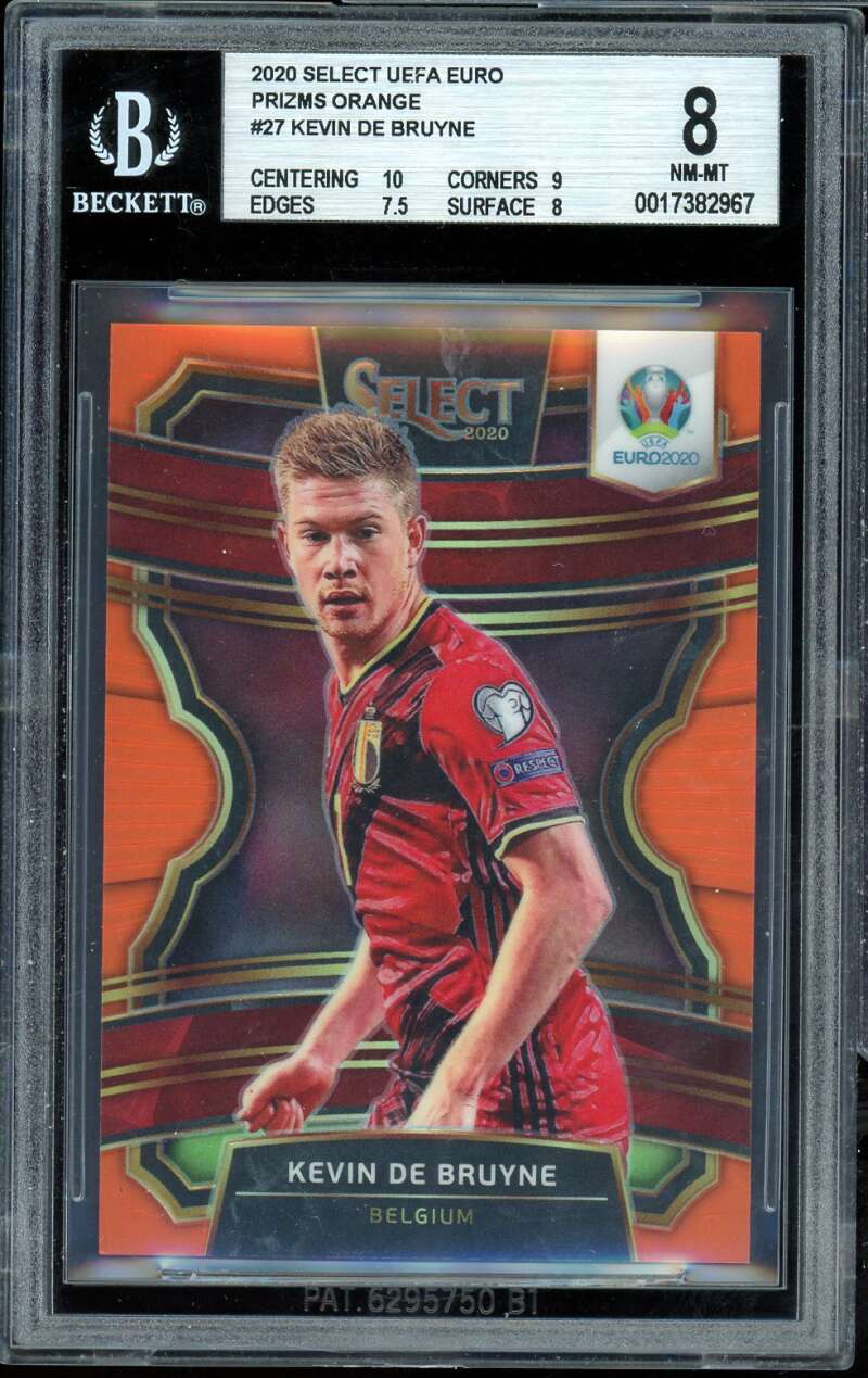 Kevin De Bruyne Card 2020 Select UEFA Euro Prizms Orange (pop 1) #27 BGS 8 Image 1