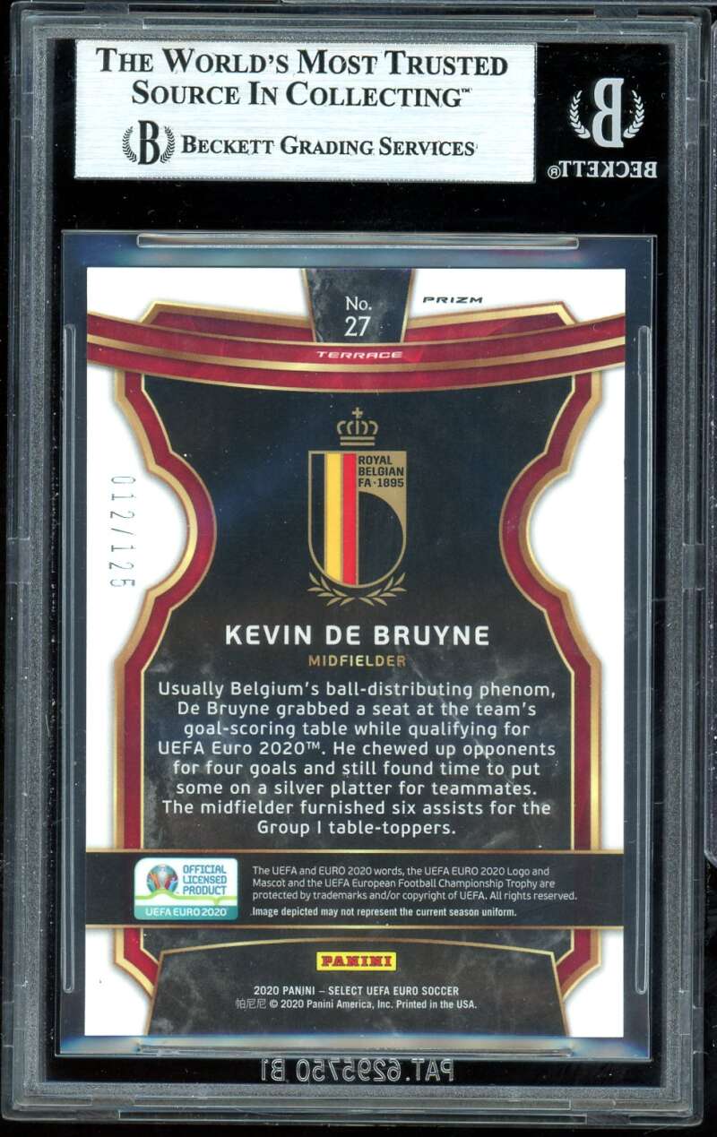 Kevin De Bruyne Card 2020 Select UEFA Euro Prizms Orange (pop 1) #27 BGS 8 Image 2