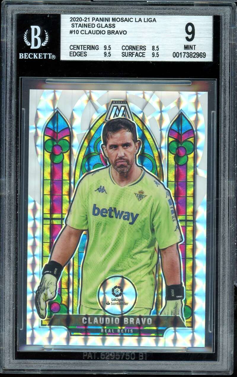 Claudio Bravo 2020-21 Panini Mosaic La Liga Stained Glass (pop 1) #10 BGS 9 Image 1