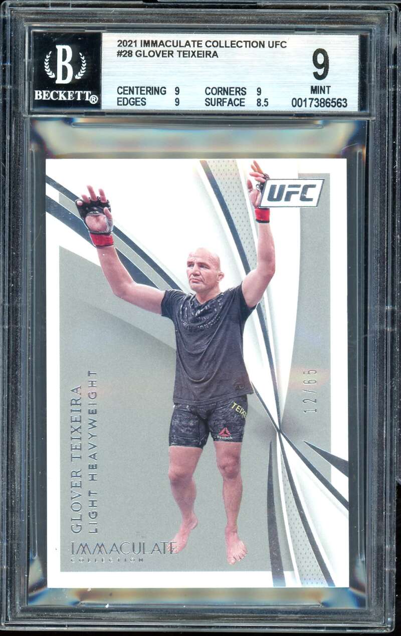 Glover Teixeira Card 2021 Immaculate Collection UFC (pop 1) (12/65) #28 BGS 8.5 Image 1