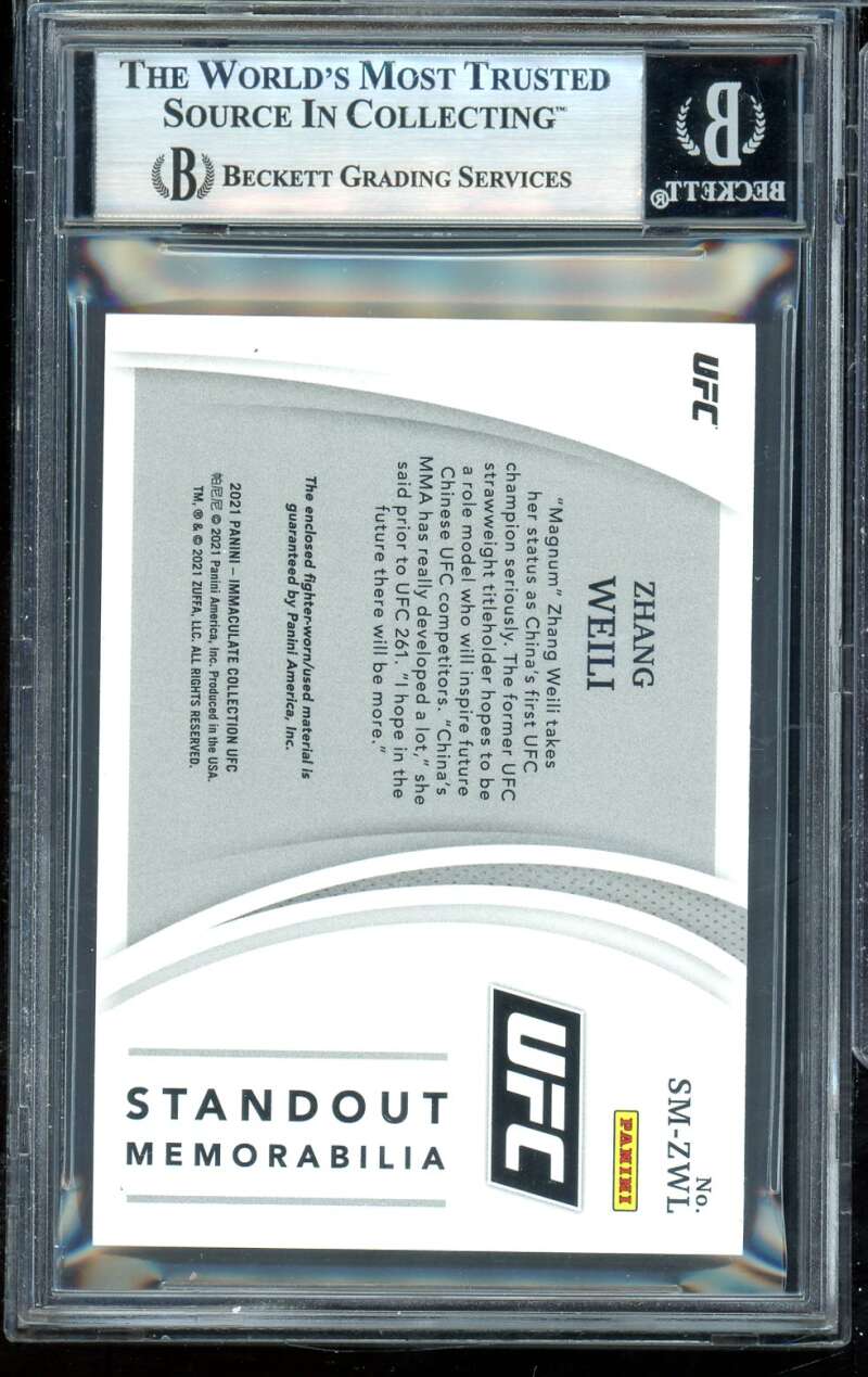 Zhang Weili Card 2021 Immaculate Collection UFC Standout Memorabilia #16 BGS 9 Image 2