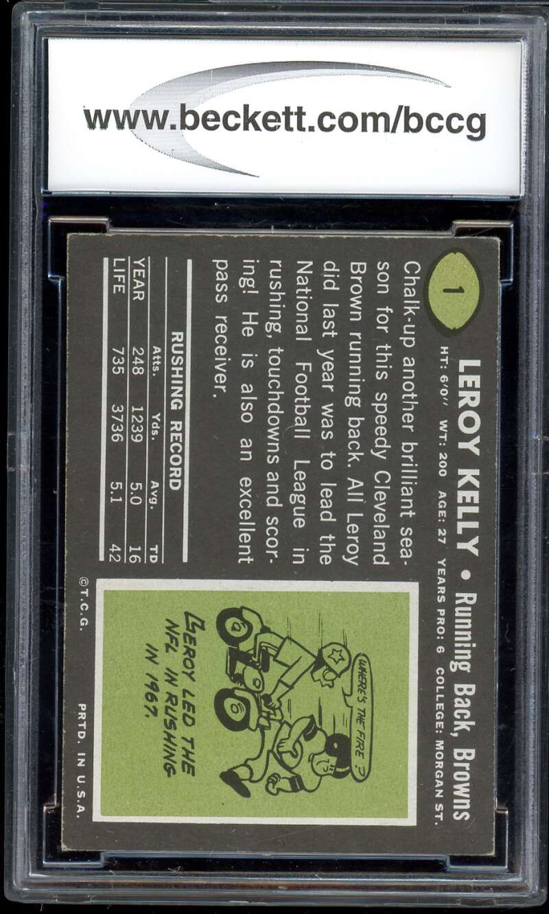 Leroy Kelly Card 1969 Topps #1 BGS BCCG 9 Image 2