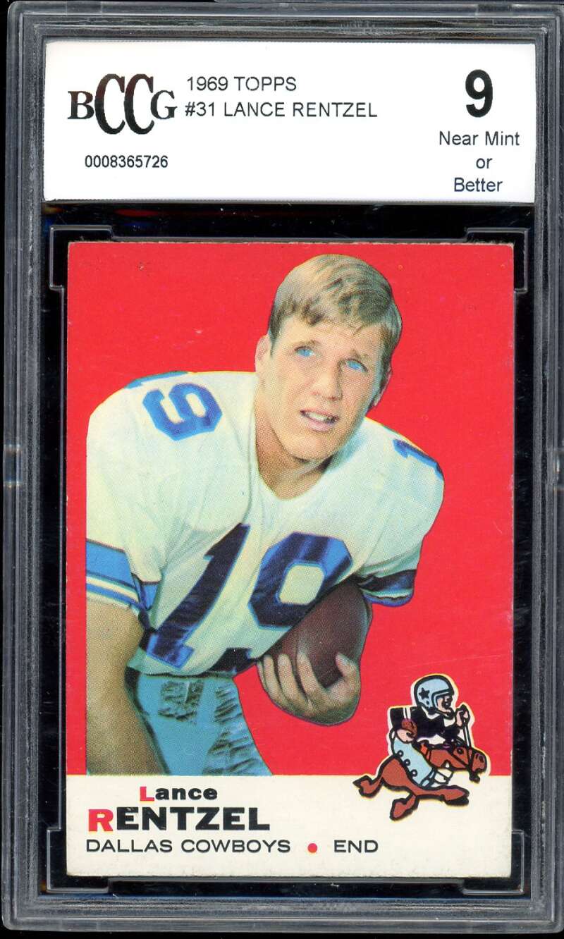 Lance Rentzel Card 1969 Topps #31 BGS BCCG 9 Image 1