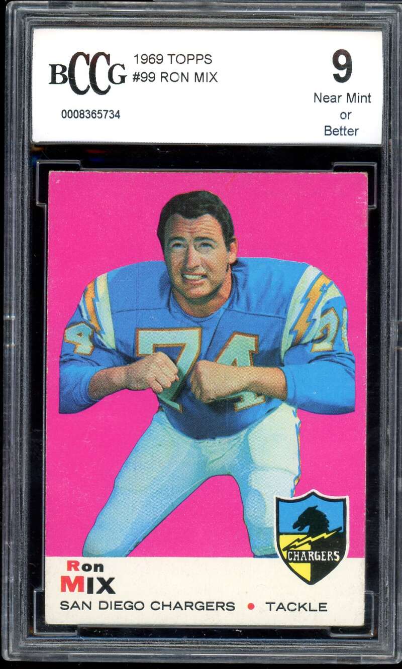 Ron Mix Card 1969 Topps #99 BGS BCCG 9 Image 1