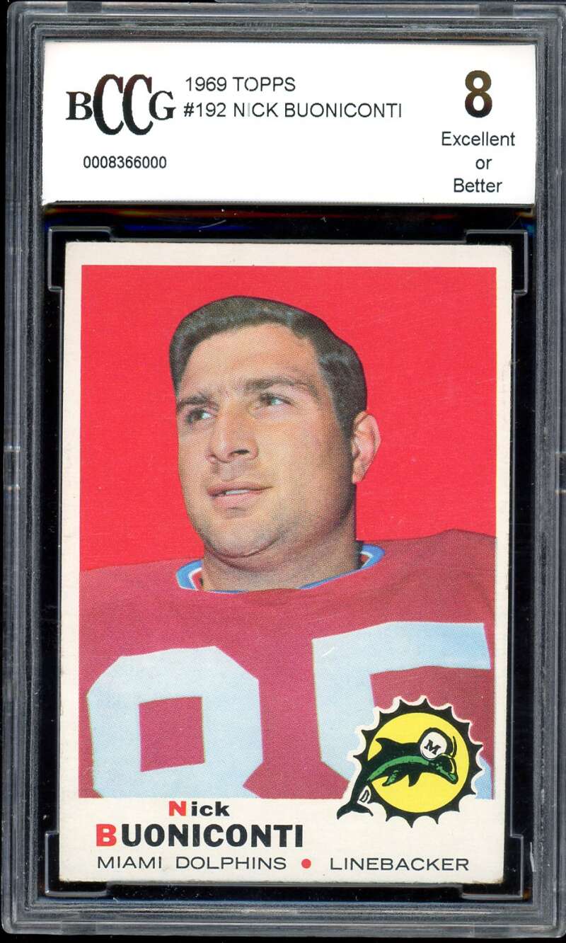 Nick Buoniconti Card 1969 Topps #192 BGS BCCG 8 Image 1