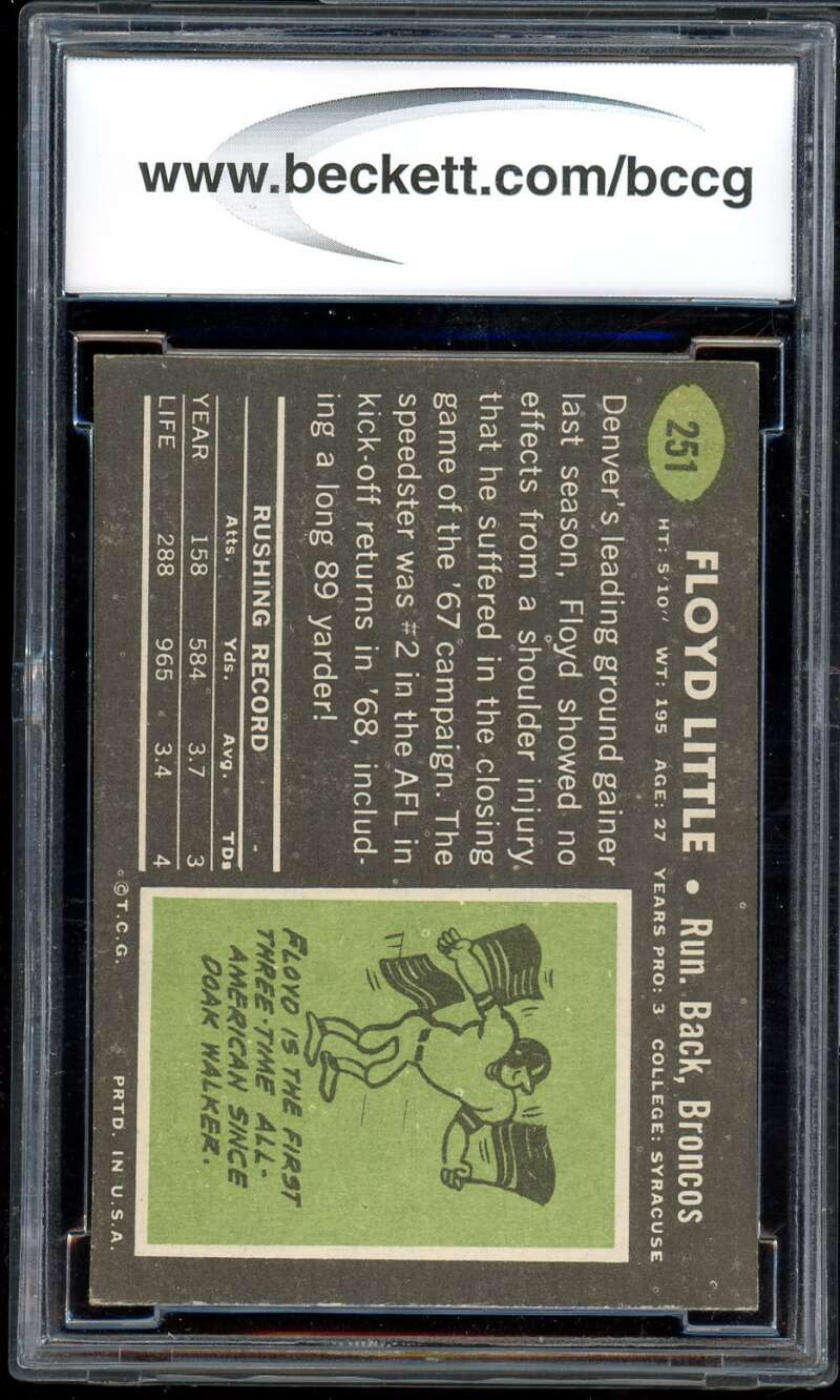 Floyd Little Card 1969 Topps #251 BGS BCCG 9 Image 2